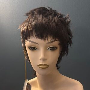 Edgy Black Wig with Textured Layers and Fringe